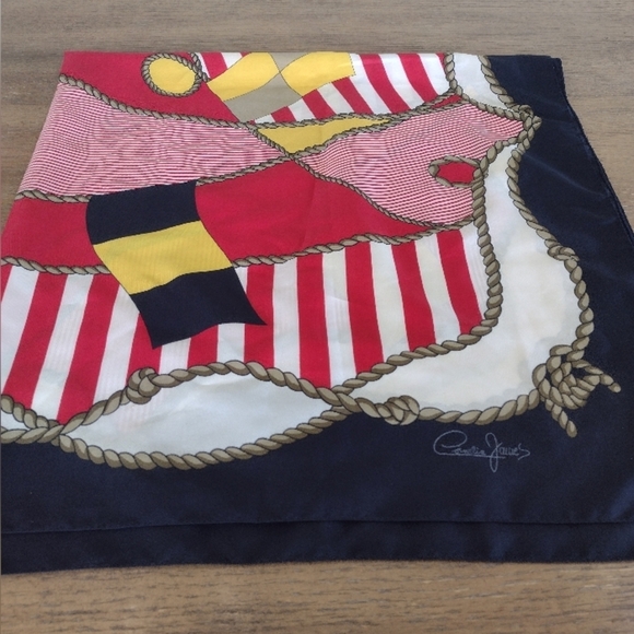 Authentic Cornelia James Nautical Scarf 35" Square - Picture 1 of 8